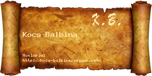 Kocs Balbina névjegykártya